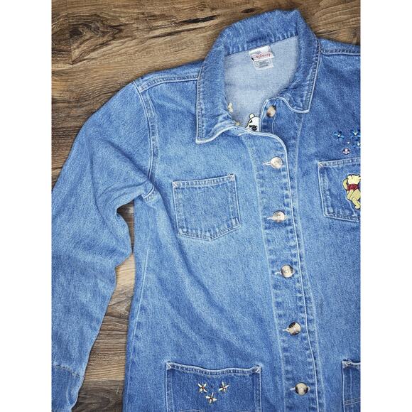 Vintage Disney Winnie the Pooh Embroidered Long Denim Jacket Women’s Size Large - Picture 5 of 16
